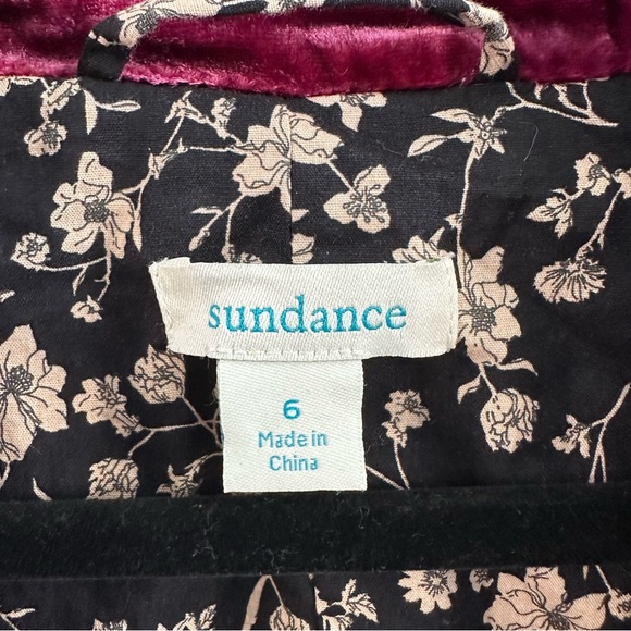 Sundance Silk Blend Boho Velvet Blazer Raspberry Pink Floral Lined Size 6 - Picture 2 of 14